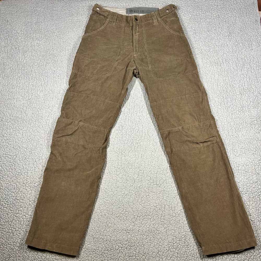 Nice Collective Pants Corduroy Cargo Mens Brown Workwear Made in USA Size 30